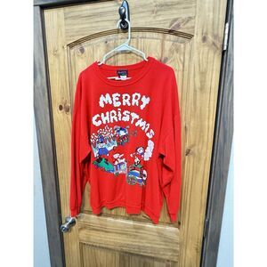Vintage 80s Andover Merry Christmas Red Sweatshirt Women's USA Size 22